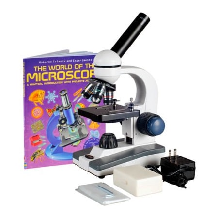 United Scope Llc. AmScope M150C-PS25-WM 40X-1000X Coarse & Fine Student Compound Microscope + 25 pcs. Slides & Book M150C-PS25-WM